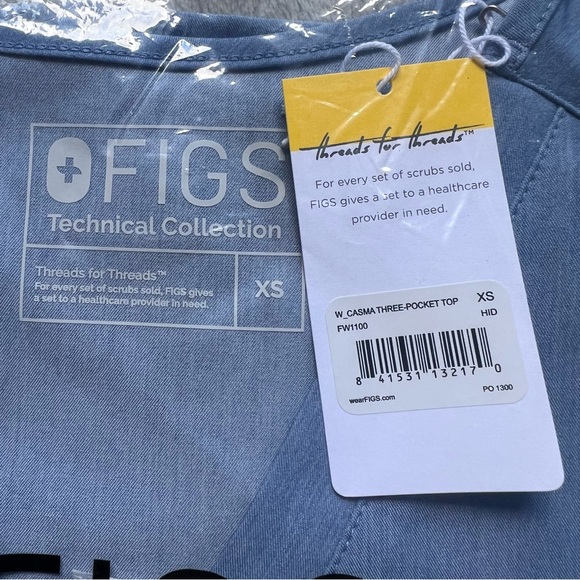 NEW FIGS Set XS Scrub Casma Top Zamora Pants HID Indigo Medical Uniform Nurse - Picture 4 of 9